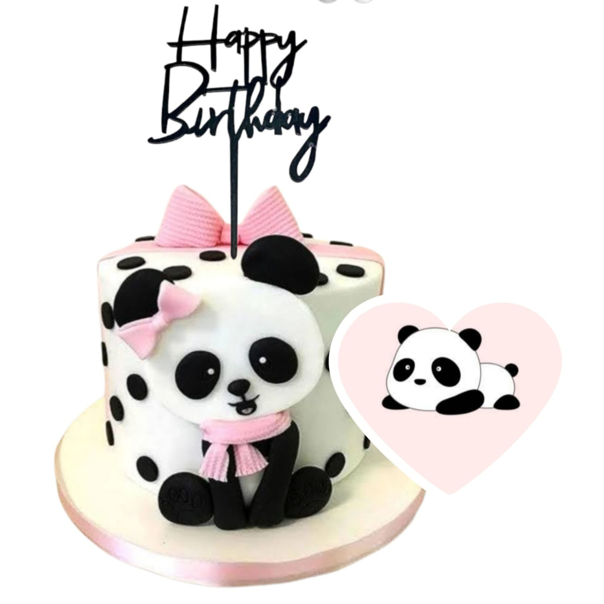 Happy Birthday Script Cake Topper – Cute Panda Theme