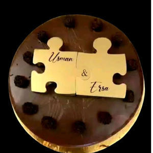 Personalized Puzzle Cake Topper – Custom Couple Names 3D Interlocking Design