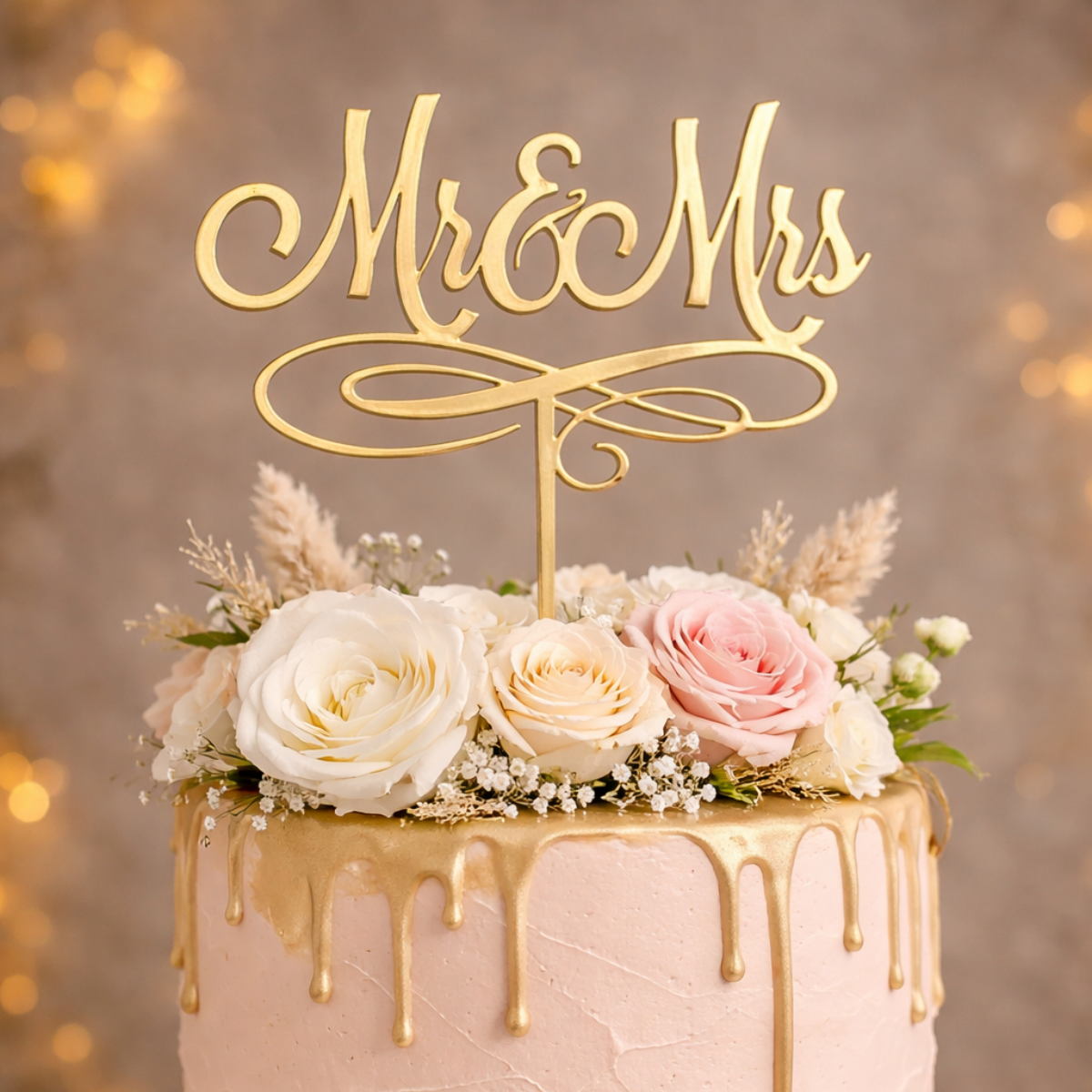 Mr & Mrs Cake Topper – Elegant Weddin