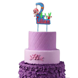 Baby Shark Inspired Cake Topper – Personalized Name & Age 3D Printed Birthday Decoration