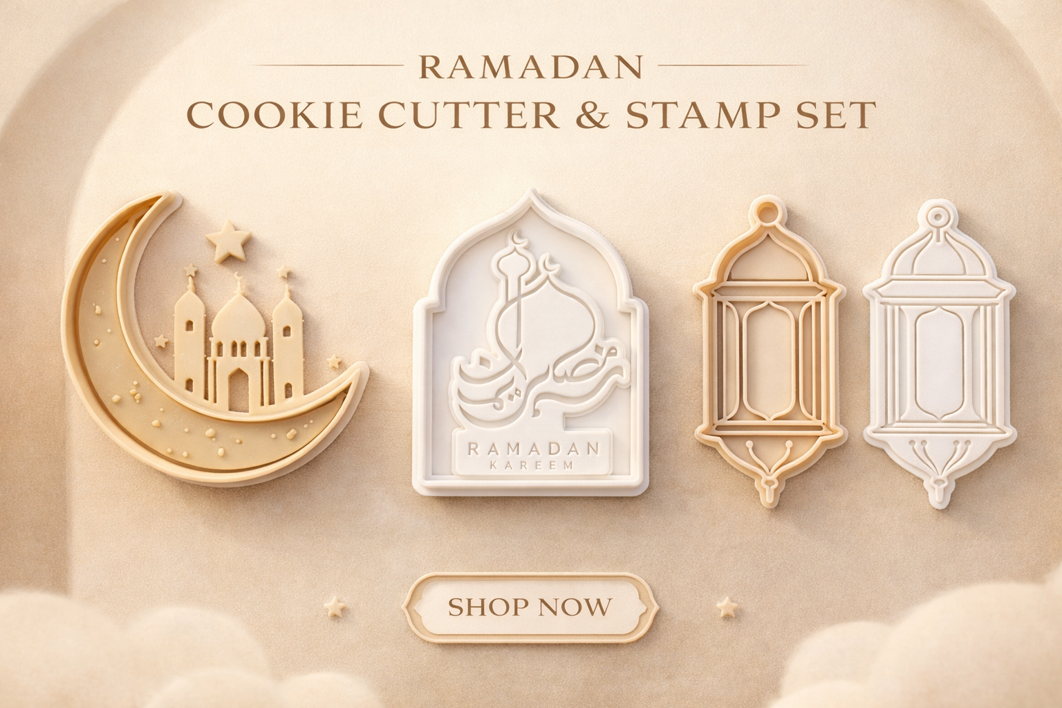 Eid Mubarak Mosque Dome Cookie Cutter & Embosser Set