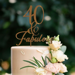40 & Fabulous Gold Cake Topper
