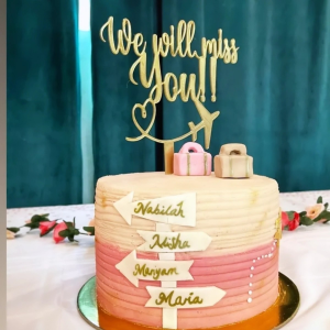 “We Will Miss You” Farewell Cake Topper – Travel Theme