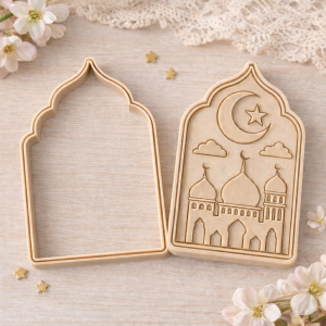 Islamic Mosque Arch Cookie Cutter & Embosser Set – Ramadan Crescent Moon & Dome Stamp
